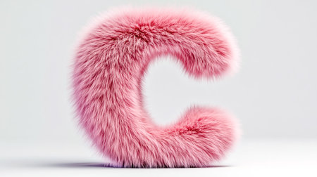 Pink furry letter c on white background representing softness and luxuryの素材