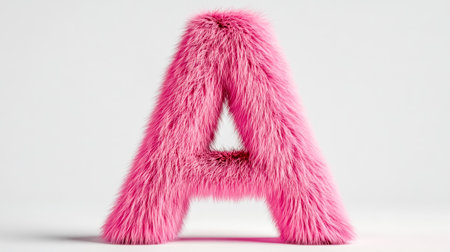 Pink furry letter a on white background representing softness and eleganceの素材