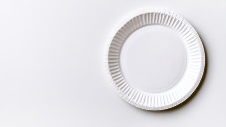 Simple white disposable paper plate on transparent backgroundの素材