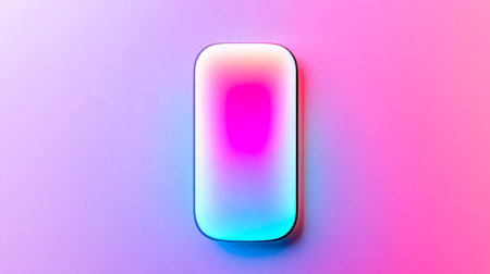Modern smartphone featuring a vibrant, glowing screen with a smooth color transition, set against a gradient background for a futuristic aestheticの素材