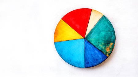 Colorful pie chart showing market share and business performanceの素材