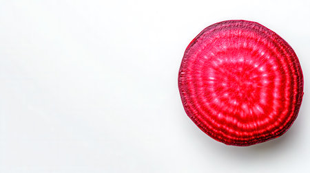 Vibrant beetroot slice showing concentric rings on white backgroundの素材