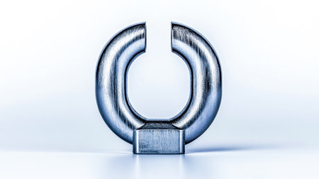 Studio shot of a sleek metal clamp gripping a small object tightly, showcasing its strength and precision on a white background, ideal for industrial or mechanical conceptsの素材