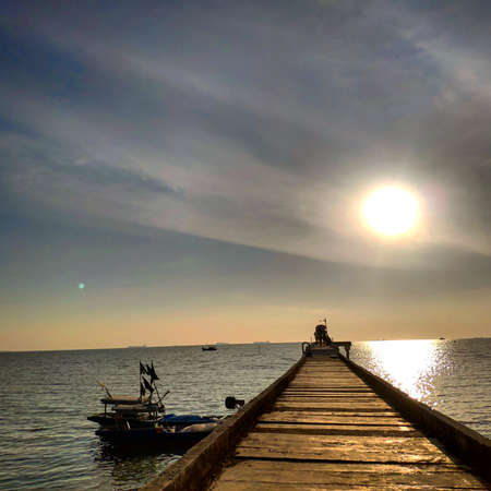 Evening view of Batu Pahat Lover Bridge, Malaysia