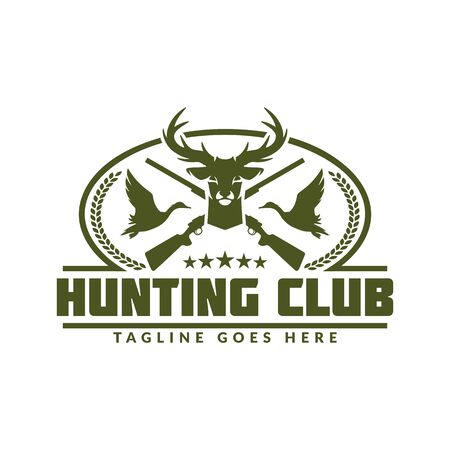Deer or duck hunting logo, hunting badge or emblem for hunting club and sportsのイラスト素材