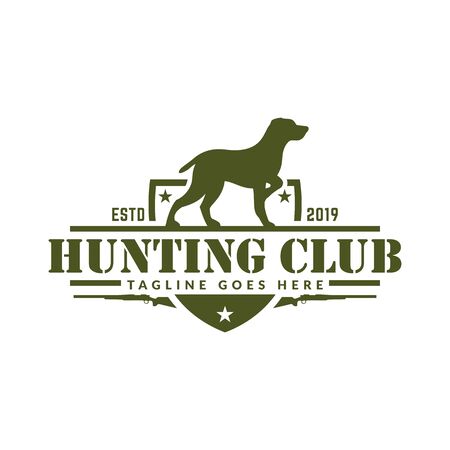 Deer or duck hunting logo, hunting badge or emblem for hunting club and sportsのイラスト素材