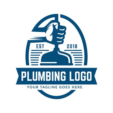 Plumbing logo template with retro or vintage style, perfect for your plumbing company brandのイラスト素材