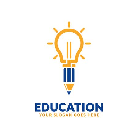 Education logo design template, bulb with pencil icon stylized, perfect or educational industryのイラスト素材