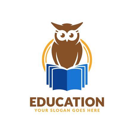 Education logo design template, book and owl icon stylized, perfect or educational industryのイラスト素材