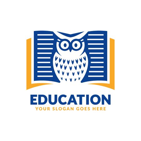 Education logo design template, book and owl icon stylized, perfect or educational industryのイラスト素材