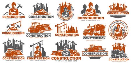 Construction logo template set, logo pack, logo bundles, vector pack of Construction logo, easy to editのイラスト素材