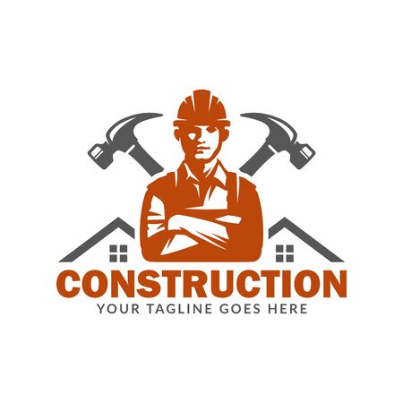Construction logo template, suitable for construction company brand, vector format and easy to editのイラスト素材