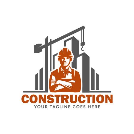 Construction logo template, suitable for construction company brand, vector format and easy to editのイラスト素材