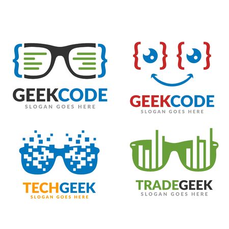 Set of code geek and tech geek and trade geek logo templateのイラスト素材