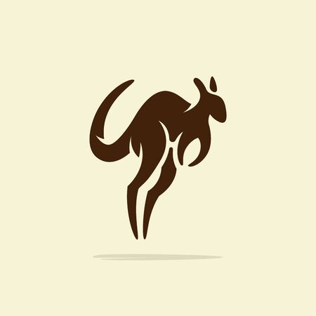 Flat minimalist Kangaroo logo design template, retro or vintage feelのイラスト素材