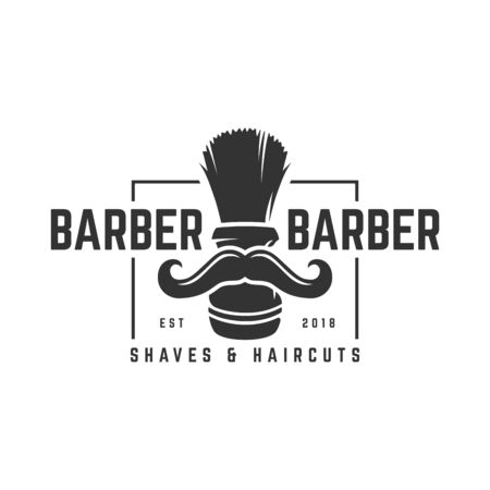 Vector of Barbershop vintage Logo template on isolated white backgroundのイラスト素材