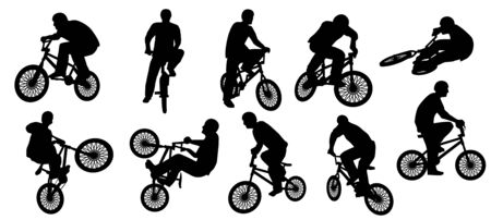 Vector set of BMX Silhouette or bicycle silhouetteのイラスト素材
