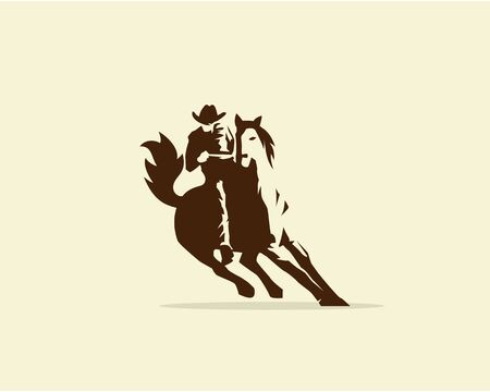 Vector of Cowboy riding wild horseのイラスト素材