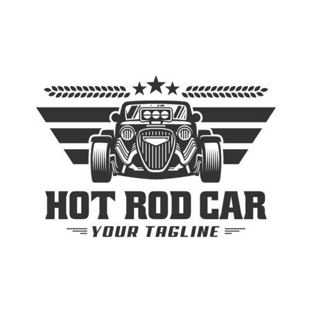 template of Hot Rod car logo, HotRod vector emblem, Vector Hot Rod car logo design, hotrod vectorのイラスト素材