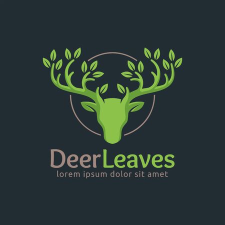 Deer Leaf logo template in vector format, easy to customize, Deer Leavesのイラスト素材