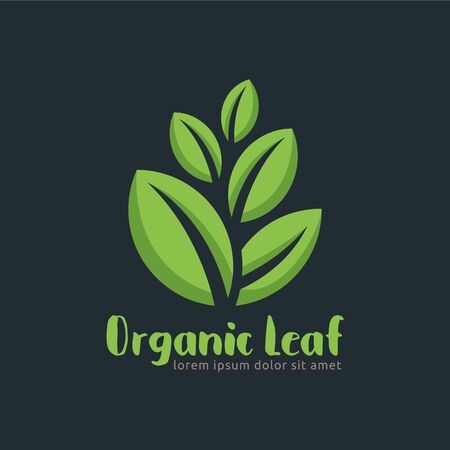 Organic Leaf logo template in vector format, easy to customize, Organic Leafのイラスト素材