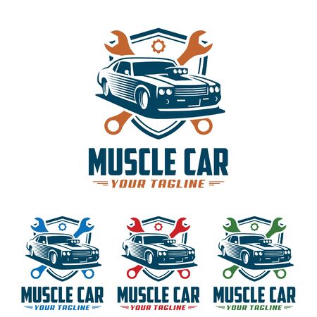 Template of Muscle car logo, retro logo style, vintage logo. Perfect for  all automotive industry.のイラスト素材