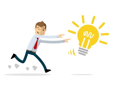 Ready to use website illustration or print illustration of businessman chasing ideasのイラスト素材
