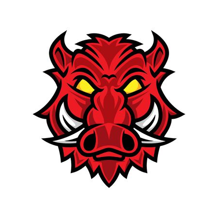 Hog head vector, pig head logo, hog mascot, pig characterのイラスト素材