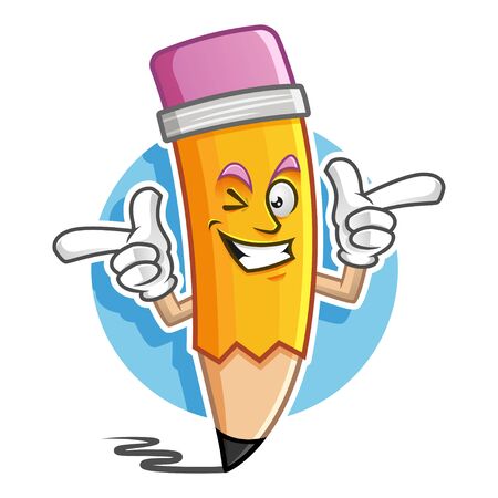 Vector pencil character design or pencil mascot, perfect for logo, web and print illustrationのイラスト素材