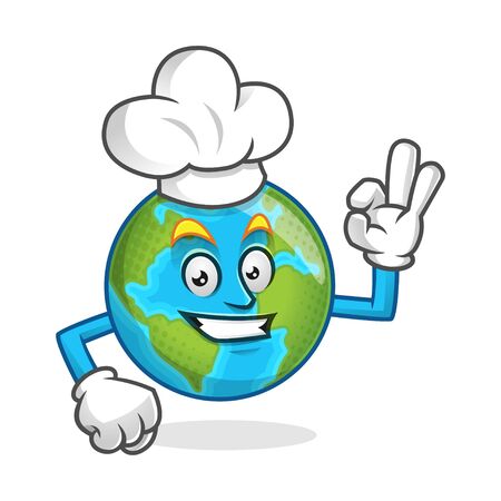 Cartoon character of an Earth, Earth mascot for your logo, web illustration or print illustrationのイラスト素材