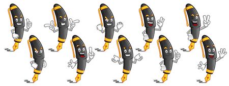 Vector pen character design or pen mascot, perfect for logo, web and print illustrationのイラスト素材