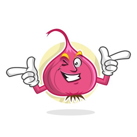 Onion character design or onion mascot, perfect for logo, web and print illustrationのイラスト素材