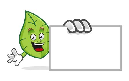 Leaf character design or leaf mascot, perfect for logo, web and print illustrationのイラスト素材