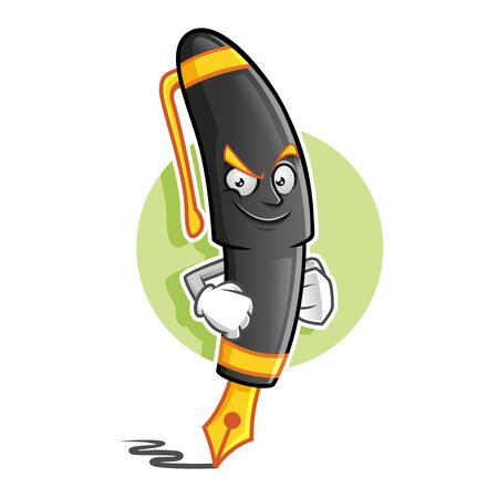 Vector pen character design or pen mascot, perfect for logo, web and print illustrationのイラスト素材