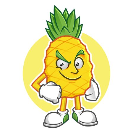 Vector pineapple character design or pineapple mascot, perfect for logo, web and print illustrationのイラスト素材
