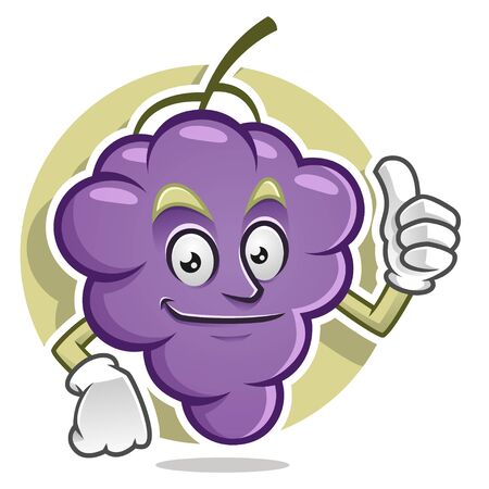 Grape character design or grape mascot, perfect for logo, web and print illustrationのイラスト素材