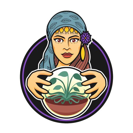 Vector illustration of a gypsy womanのイラスト素材