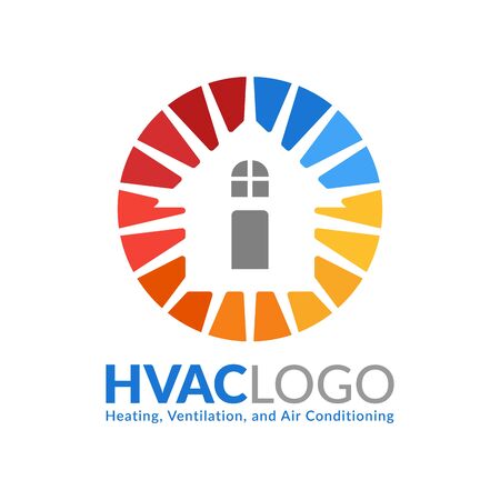 HVAC logo design, heating ventilation and air conditioning logo or icon templateのイラスト素材