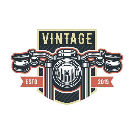 Vintage motorcycle logo template, vector retro custom garage emblem or badge.のイラスト素材