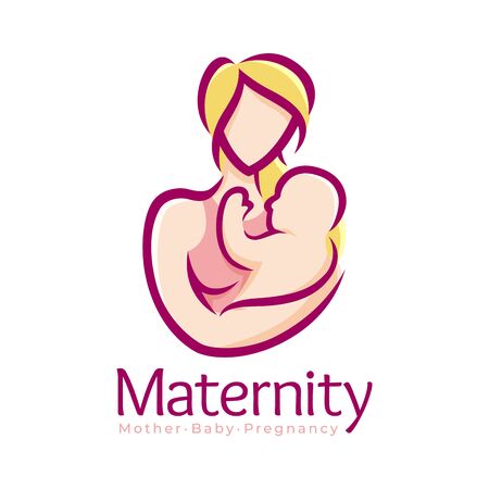 Maternity logo design template, pregnancy mother and baby symbol or iconのイラスト素材