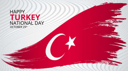 Happy Turkey national day background with grunge waving flagのイラスト素材