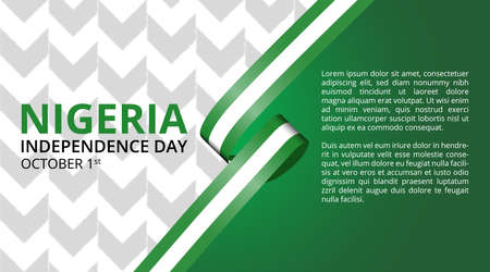 Nigeria independence day background with flag ribbon illustrationのイラスト素材