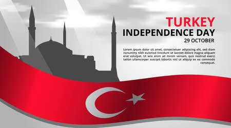 Turkey independence day background with flag and landmarkのイラスト素材