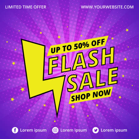Flash sale banner with spreading glitter star illustrationのイラスト素材