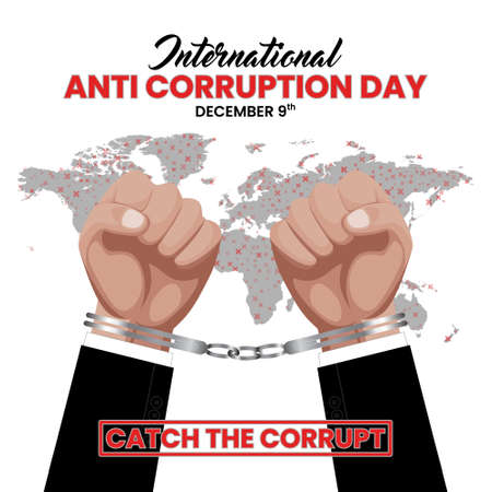 International anti corruption day background with hands handcuffedのイラスト素材
