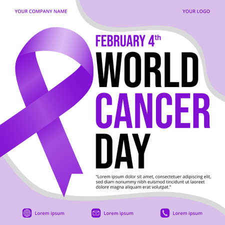 World cancer day banner with a ribbon