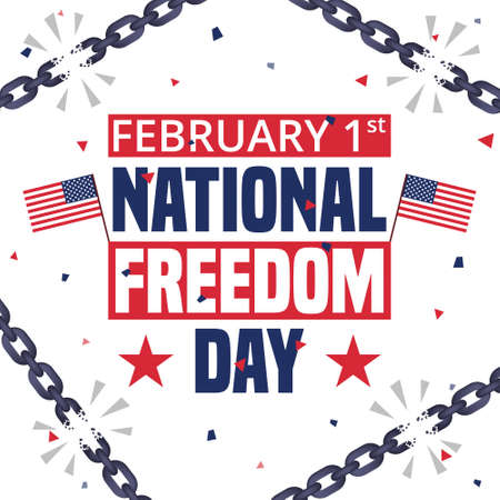 National freedom day background with confetti and broken chainsのイラスト素材