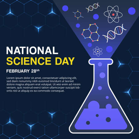 National Science day background with test tube and chemical liquidのイラスト素材