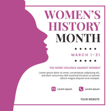 Women's history month banner design with woman silhouetteのイラスト素材