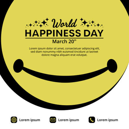 International day of happiness banner design with a big smiley faceのイラスト素材